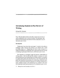 ~f Introducing Students to Peer Review Writing