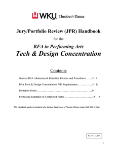 Tech &amp; Design Concentration Jury/Portfolio Review (JPR) Handbook BFA in Performing Arts