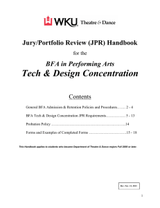 Tech &amp; Design Concentration Jury/Portfolio Review (JPR) Handbook BFA in Performing Arts
