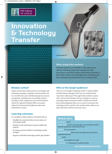 Innovation &amp; Technology Transfer Why study this module