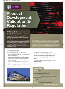 Product Development, Validation &amp; Regulation