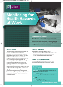 Monitoring for Health Hazards at Work Why study this module