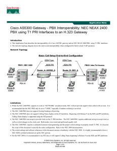 Cisco AS5300 Gateway - PBX Interoperability: NEC NEAX 2400