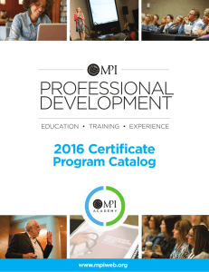 ROADMAP DEVELOPMENT PROFESSIONAL 2016 Certificate