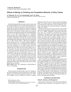 Effects of Mixing on Drinking and Competitive Behavior of Dairy... J. Dairy Sci. 89:229–233 K. O’Driscoll, M. A. G. von Keyserlingk,