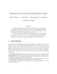Rainbow Connection of Random Regular Graphs Andrzej Dudek Alan Frieze Charalampos E. Tsourakakis