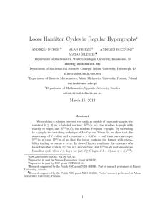 Loose Hamilton Cycles in Regular Hypergraphs ∗ ANDRZEJ DUDEK ALAN FRIEZE