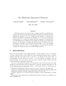 On Minimum Saturated Matrices Andrzej Dudek Oleg Pikhurko Andrew Thomason