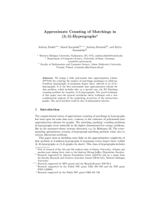 Approximate Counting of Matchings in (3, 3)-Hypergraphs ? Andrzej Dudek