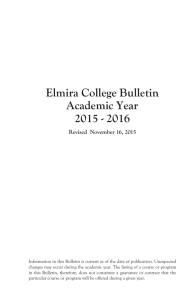 Elmira College Bulletin Academic Year 2015 - 2016 Revised  November 16, 2015
