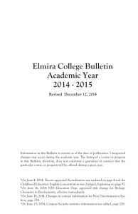 Elmira College Bulletin Academic Year 2014 - 2015 Revised  December 12, 2014
