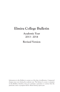 Elmira College Bulletin Academic Year 2013 - 2014 Revised Version