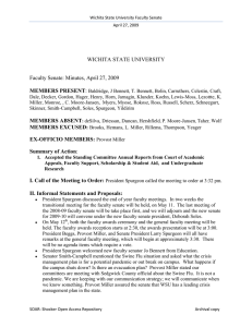 WICHITA STATE UNIVERSITY  Faculty Senate: Minutes, April 27, 2009 MEMBERS PRESENT