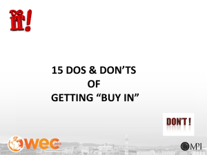 15 DOS &amp; DON’TS OF GETTING “BUY IN” 1