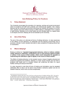Anti-Bullying Policy for Students 1) Policy Statement