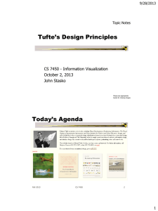 Tufte’s Design Principles Today’s Agenda CS 7450 - Information Visualization October 2, 2013