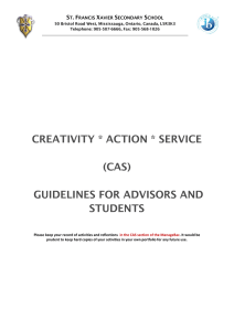 CREATIVITY * ACTION * SERVICE (CAS) GUIDELINES FOR ADVISORS AND