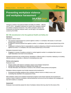 Preventing workplace violence and workplace harassment