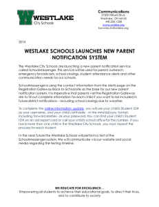 WESTLAKE SCHOOLS LAUNCHES NEW PARENT NOTIFICATION SYSTEM Communications