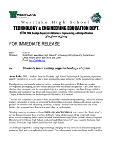 W e s t l a k e   ...  TECHNOLOGY &amp; ENGINEERING EDUCATION DEPT. FOR IMMEDIATE RELEASE