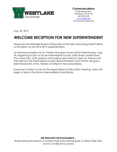 WELCOME RECEPTION FOR NEW SUPERINTENDENT Communications