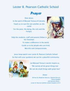 Prayer Lester B. Pearson Catholic School