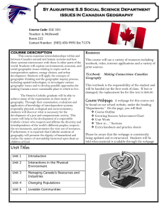 St Augustine S.S Social Science Department Canadian Geography ISSUES IN