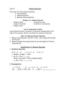 SCH 3U  Three ways of writing chemical equations: 1.  Word equations