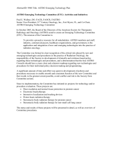 AbstractID: 9948 Title: ASTRO Emerging Technology Plan Senior Vice-President, 21