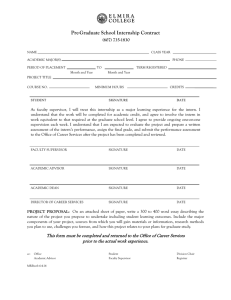 Pre-Graduate School Internship Contract  (607) 735-1830