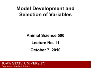 Model Development and Selection of Variables I S