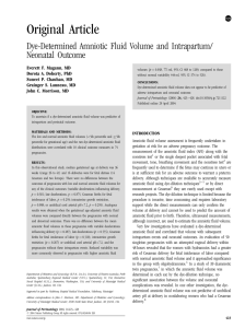 Original Article Dye-Determined Amniotic Fluid Volume and Intrapartum/ Neonatal Outcome