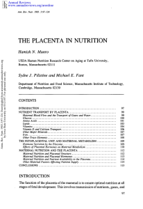 THE PLACENTA IN  NUTRITION Hamish  N.  Munro www.annualreviews.org/aronline