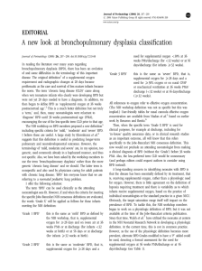 A new look at bronchopulmonary dysplasia classification EDITORIAL