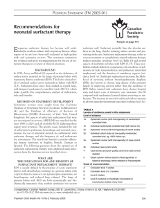 E Recommendations for neonatal surfactant therapy P