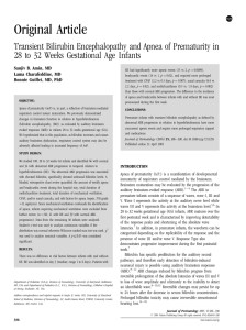 Original Article Transient Bilirubin Encephalopathy and Apnea of Prematurity in