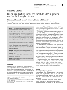 Fungal and bacterial sepsis and threshold ROP in preterm ORIGINAL ARTICLE