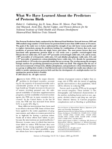 What We Have Learned About the Predictors of Preterm Birth