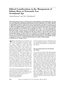 Ethical Considerations in the Management of Infants Born at Extremely Low