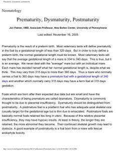 Prematurity, Dysmaturity, Postmaturity Neonatology