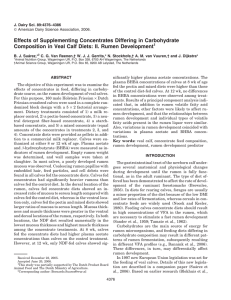 Effects of Supplementing Concentrates Differing in Carbohydrate