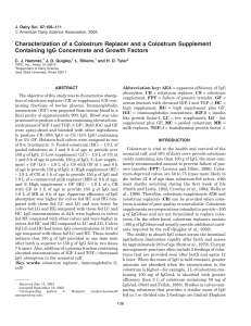 Characterization of a Colostrum Replacer and a Colostrum Supplement