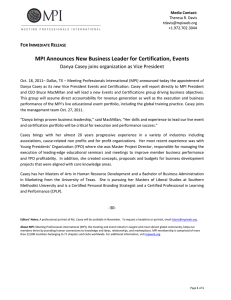 MPI Announces New Business Leader for Certification, Events F I R