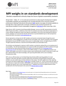 MPI weighs in on standards development  Members empowered to directly shape the future of global sustainability standards   