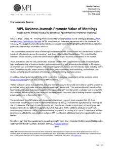 MPI, Business Journals Promote Value of Meetings F I R