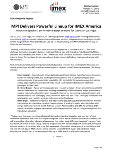 MPI Delivers Powerful Lineup for IMEX America  F I R