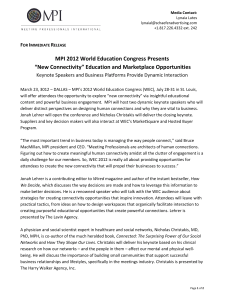 MPI 2012 World Education Congress Presents F I