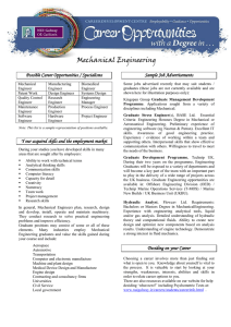 Mechanical Engineering Possible Career Opportunities / Specialisms Sample Job Advertisements