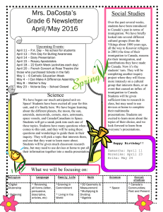 Mrs. DaCosta’s Grade 6 Newsletter April/May 2016 Social Studies