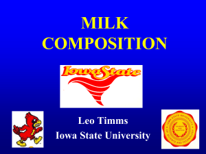 MILK COMPOSITION Leo Timms Iowa State University
